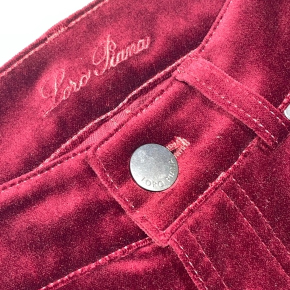 Loro Piana Velvet Red Classic Casual Pants Trousers Women Size 4 - Picture 3 of 6